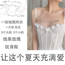 Rose Tattoo Sticker Chest Line Flowers Sexy Spice Stickers Big Picture Tattoo stickers Waterproof Lasting