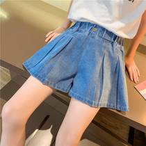 5 Girls Summer Denim Shorts 2021 New 7 Girls Loose 100 Plexant Pants Skirt CUHK Slim FOREIGN AIR PANTS