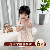 Cookies Baby Childrens Clothing 2019 Girls Summer Dress Baby Solid Color Ruffles Short Sleeve Shirt