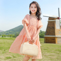 Korean skirt summer 2021 foreign style new Korean girl dress in big Children girl Summer princess dress tide