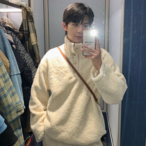 Hualun autumn and winter high neck plus velvet sweatshirt men ins Hong Kong wind handsome fried street thick warm lamb wool top