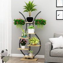 Wrought iron bedroom in multi-layer green bonsai green flower pot potted plant flower shelf large living room pulley