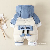 South Korean baby winter clothing one-piece clothes autumn winter thickened baby down cotton clothing newborn to warm and climbing