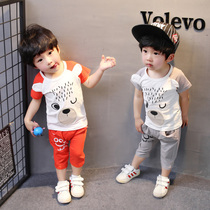 Childrens short sleeve set boys summer clothes female baby 1-2-3-4-5 years old summer clothes 2020 new childrens clothing tide