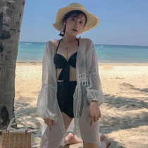 Seaside vacation thin bikini swimsuit can go into the water and take a hood shirt womens summer beach sunscreen coat jacket