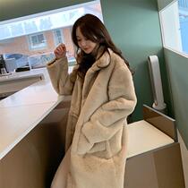 celine pianna rabbit fur fur grass jacket womens fur integrated winter Korean version with two sides of the big coat