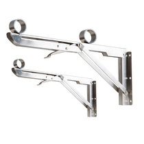 Stainless steel clothes rod triangular support frame side folding window drying rack outer wall bracket balcony clothing rod fixed