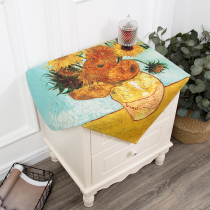 Cotton hemp cover towels art Van Gogh oil painting sunflower bed head cabinet sunscreen cover cloth waterproof and dust-proof small cabinet cover cloth table cloth