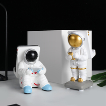 Astronaut mobile phone holder desktop creative ornaments cartoon cute lazy person suitable for mobile phone Apple ipad bracket gift astronaut small dormitory general personality office convenient pursuit drama artifact