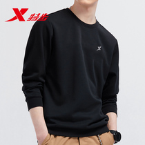 XTEP mens sweater mens 2021 new summer long-sleeved black pullover mens casual sports loose top