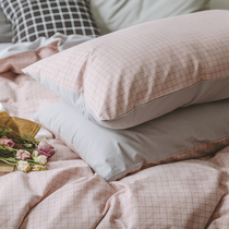 Full cotton minimalist grid pillowcase day style good products washed cotton pillowcase headgear pure color pure cotton 48 * 74 pair 2 only