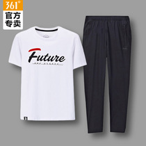 361 two-piece sports suit mens 2021 summer breathable casual wear mens knitted short sleeve running quick-dry trousers