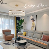 All copper mesh Red Crown living room chandelier post modern light luxury round crystal lamp simple Nordic restaurant bedroom light fixture