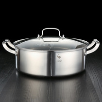 On the water side 304 stainless steel mandarin hot pot household large flat hot pot boiler with hot pot basin 4-6 people