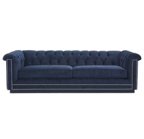 JSM American country solid wood sofa simple modern fabric blue three-person sofa Jianou pastoral double sofa