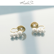 Handmade string millet beads Shell beads Texture small mosquito coil plate painless no ear pierced ear clip female wild simple