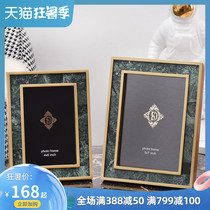 Light luxury bedside table TV decoration Copper photo frame sample room Gold photo frame decoration European 6 inch 7 inch album table