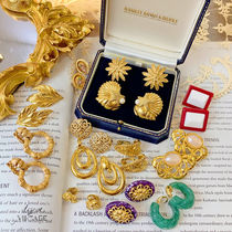 Western Comeback Antique Jewelry Vintage American Brand Avon Yafang Medieval Slap Gold Plated Acrylic Ear Clip