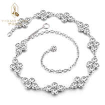 Edo IMU new belly dance waist chain diamond chain shiny rhinestone diamond four petals waist chain performance accessories