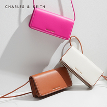 CHARLES & KEITH solid color simple CK6-10770502 DRAGON fruit color messenger small square wallet WOMEN