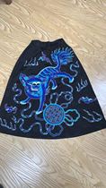 Cloud decoration totem womens hand-embroidered Lion Petanque skirt Wild old satin skirt