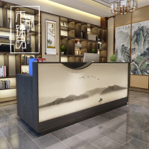 Clothing store cashier counter modern minimalist beauty salon company imitation marble front desk reception desk bar