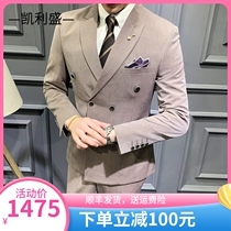 Mens Slim Fit Double Breasted Suit Suit Three Piece Banquet Wedding Business Casual Groom Dress Suit Korean Version