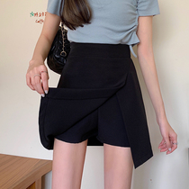 Anti-Walking Light Western Dress Pants Skirt Spring Summer 2022 New Bag Hip Half Body Skirt High Waist Open Fork Irregular A Character Skirt Short Skirt