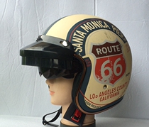 Motorcycle helmet retro helmet Harley motorcycle helmet with built-in lens Brown transparent