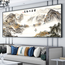 National painting landscape cross embroidered 2022 new line embroidered large living room wind scene painting itself embroidered by hand Fuchun Mountain Gutu
