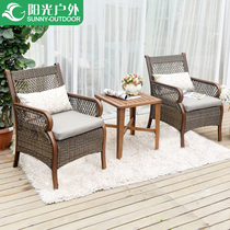 Sunshine outdoor balcony rattan chair three-piece aluminum alloy courtyard garden terrace small coffee table leisure table and chair simple