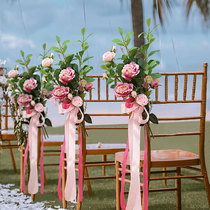 New emulated floral chair-back floral bouquet church business banquet Festivities Door Decorated Stairs Outdoor Wedding Decorations
