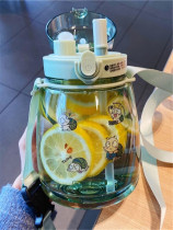 Large Capacity Water Glass Mens Portable Cups Children Cute Ins Wind Sports High Face Value Straw Cup Adult Students Summer