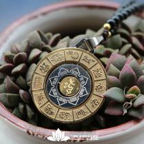  Titanium steel Manjushri Bodhisattva pendant Lotus Master nine palaces Bagua brand Buddhist mantra wheel Twelve Zodiac Zodiac year of Life necklace pendant