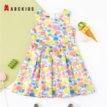 Abckids Childrens Clothing Childrens sleeveless skirt summer dress 2021 new girl dress children floral dress fashion