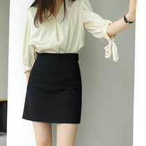 Summer black a-shaped suit skirt high-waisted straight loose casual skirt black Joker slim bag skirt