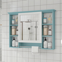 Carbon Fiber Bathroom Mirror Cabinet Hanging Wall Style Handwashing Toilet Mirror With Shelve Dresser
