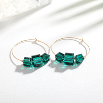 French earrings original elegant smart grandmother green sugar earrings Austrian Crystal 14K gold-filled earrings female