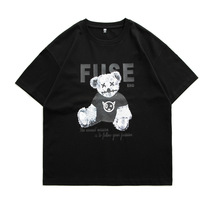  Mr Tang original summer mens T-shirt Japanese new popular printed muppet bear loose round neck mens clothing