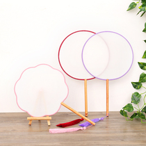 Classical round blank dough fan silk tuft fan hand-painted dance craft fan lady fan uterine fan with tassels
