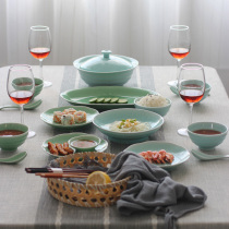 High-grade celadon Chinese tableware ceramics eating dishes Home combination creative dishes