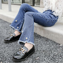 Girls flared pants foreign style 2021 spring new middle and large childrens fashion micro flared trousers girls jeans spring and autumn tide