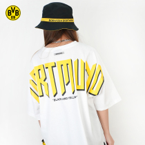 Dortmund BVB Summer new small crowdwave letters easy for short sleeves Couple white Harland T-shirt male and female