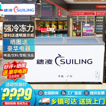 Spike ice cabinet commercial horizontal small beer ice cream refrigerator frozen transparent glass door refrigerated display cabinet