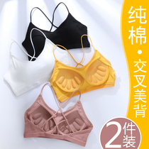 Beauty Back Harness Pure Cotton Lingerie Woman New 2021 Mesh Red Explosive Vest Bra Integrated With Breast Wrap Chest Thin