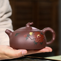 One yuan to shoot high-tech Shen Jiankang flowers blooming rich purple mud 250cc Yixing famous pure handmade purple clay pot g