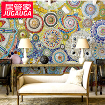 Home Butler American retro Mediterranean mosaic tile magnetic sheet large background wall seamless mural customization