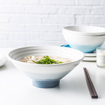 Yijia Ceramic Ramen Bowl Norse Tableware Japanese Noodle Bowl Large Size Soup Bowl Vegetable Bowl Bucket Horn Bowl Home