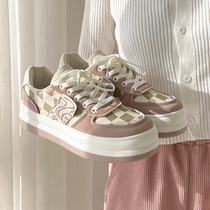 Thick Bottom Women Shoes Plaid Small White Shoes Women Winter 2022 New Spring Autumn Board Shoes Exploits 100 Hitch Shoes Sports Casual Shoes