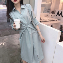 Mularsa Law Style Small Crowd Design Feel Shirt Dress 2021 Summer New Dating Nepotism Long Dress